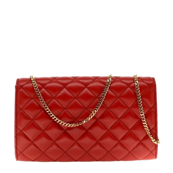 Versace Medusa Chain Crossbody Quilted Red Leather New